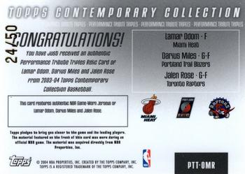 2003-04 Topps Contemporary Collection - Performance Tribute Triples Red #PTT-OMR Lamar Odom / Darius Miles / Jalen Rose Back