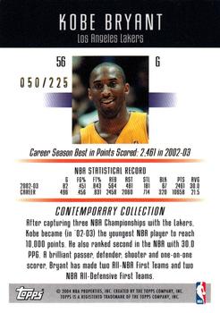 2003-04 Topps Contemporary Collection - Red #56 Kobe Bryant Back