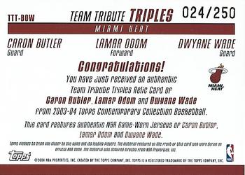 2003-04 Topps Contemporary Collection - Team Tribute Triples #TTT-BOW Caron Butler / Lamar Odom / Dwyane Wade Back