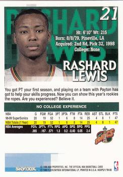 1999-00 Hoops #21 Rashard Lewis Back