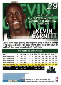1999-00 Hoops #29 Kevin Garnett Back