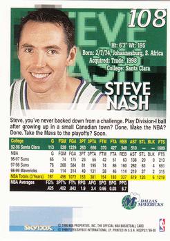 1999-00 Hoops #108 Steve Nash Back