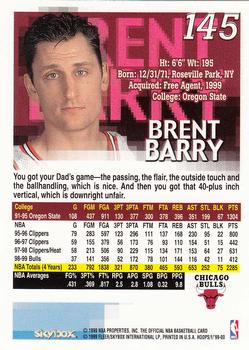 1999-00 Hoops #145 Brent Barry Back