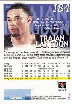 1999-00 Hoops #184 Trajan Langdon Back
