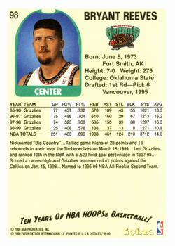 1999-00 Hoops Decade #98 Bryant Reeves Back