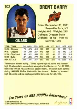 1999-00 Hoops Decade #102 Brent Barry Back