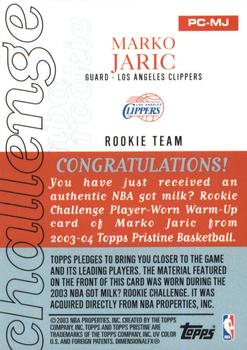 2003-04 Topps Pristine - Challenge Relics #PC-MJ Marko Jaric Back