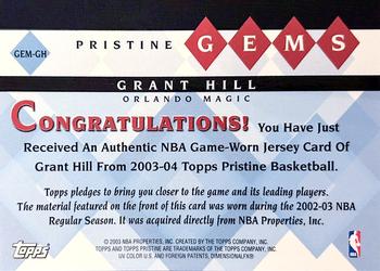 2003-04 Topps Pristine - Gems Relics #GEM-GH Grant Hill Back