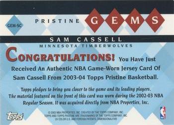 2003-04 Topps Pristine - Gems Relics #GEM-SC Sam Cassell Back