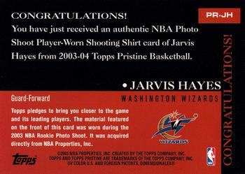 2003-04 Topps Pristine - Recruit Relics #PR-JH Jarvis Hayes Back
