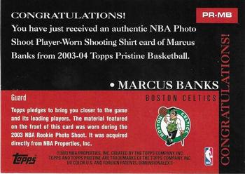 2003-04 Topps Pristine - Recruit Relics #PR-MB Marcus Banks Back