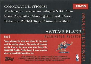 2003-04 Topps Pristine - Recruit Relics #PR-SB Steve Blake Back