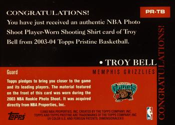 2003-04 Topps Pristine - Recruit Relics #PR-TB Troy Bell Back