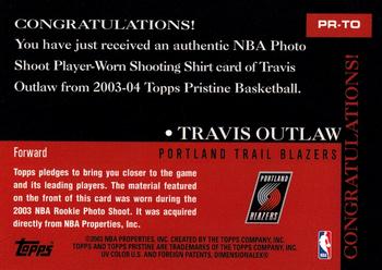 2003-04 Topps Pristine - Recruit Relics #PR-TO Travis Outlaw Back