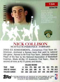 2003-04 Topps Pristine - Refractors #134 Nick Collison Back