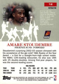 2003-04 Topps Pristine - Refractors #12 Amare Stoudemire Back