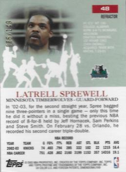 2003-04 Topps Pristine - Refractors #48 Latrell Sprewell Back