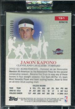 2003-04 Topps Pristine - Refractors #191 Jason Kapono Back