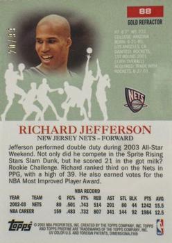 2003-04 Topps Pristine - Refractors Gold #88 Richard Jefferson Back