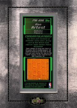 2003-04 Topps Rookie Matrix - Mini Relics #MR-RAR Ron Artest Back