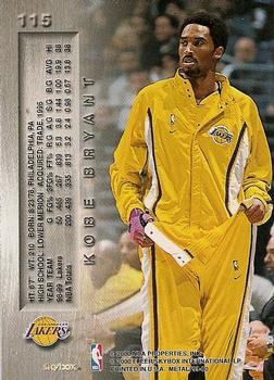 1999-00 Metal #115 Kobe Bryant Back