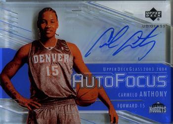 2003-04 UD Glass - Auto Focus #CA Carmelo Anthony Front