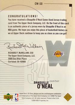 2003-04 UD Glass - Clear Cut Winners Jerseys #CW-SO Shaquille O'Neal Back