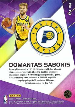 2020-21 Panini Recon #63 Domantas Sabonis Back