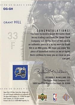 2003-04 UD Glass - Game Gear #GG-GH Grant Hill Back