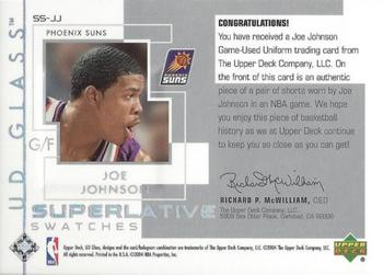 2003-04 UD Glass - Superlative Swatches #SS-JJ Joe Johnson Back
