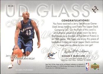 2003-04 UD Glass - Swatch of Class #SC-JS Jerry Stackhouse Back