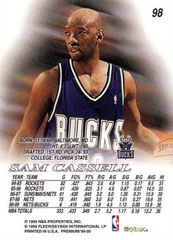 1999-00 SkyBox Premium #98 Sam Cassell Back