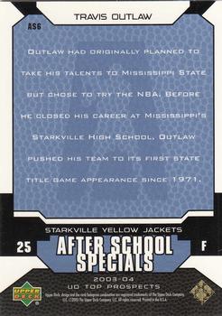2003 UD Top Prospects - After School Specials #AS6 Travis Outlaw Back