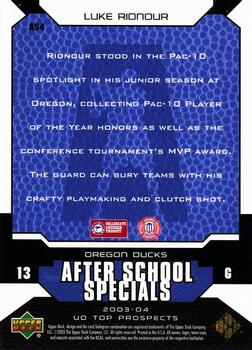 2003 UD Top Prospects - After School Specials #AS4 Luke Ridnour Back