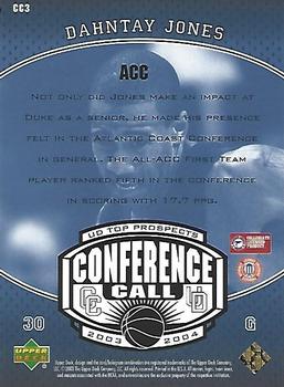 2003 UD Top Prospects - Conference Call #CC3 Dahntay Jones Back