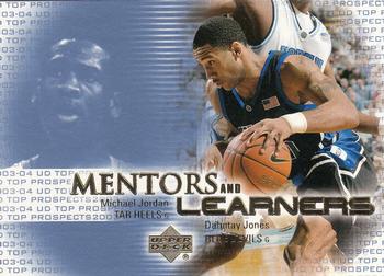 2003 UD Top Prospects - Mentors and Learners #ML4 Michael Jordan / Dahntay Jones Front