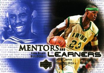 2003 UD Top Prospects - Mentors and Learners #ML5 Kobe Byrant / LeBron James Front