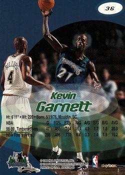 1999-00 SkyBox Apex #36 Kevin Garnett Back
