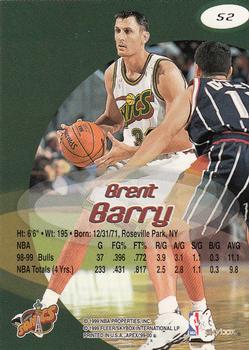 1999-00 SkyBox Apex #52 Brent Barry Back