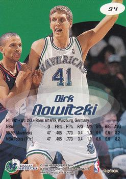 1999-00 SkyBox Apex #94 Dirk Nowitzki Back
