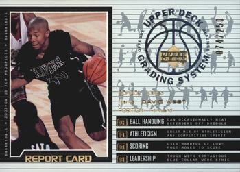 2003 UD Top Prospects - Report Card #RC4 David West Front