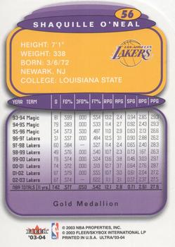 2003-04 Ultra - Gold Medallion #56 Shaquille O'Neal Back