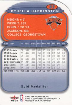 2003-04 Ultra - Gold Medallion #82 Othella Harrington Back