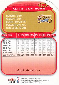 2003-04 Ultra - Gold Medallion #100 Keith Van Horn Back