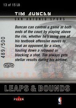 2003-04 Ultra - Leaps and Bounds #13 LB Tim Duncan Back