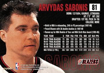 1999-00 SkyBox Dominion #81 Arvydas Sabonis Back