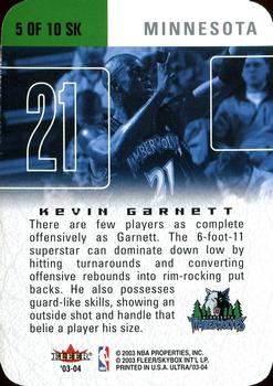 2003-04 Ultra - Scoring Kings #5 SK Kevin Garnett Back