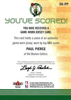 2003-04 Ultra - Scoring Kings Game Used #SK-PP Paul Pierce Back