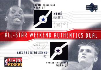 2003-04 Upper Deck - All-Star Weekend Authentics Dual #AS-NH/AK Nene / Andrei Kirilenko Front