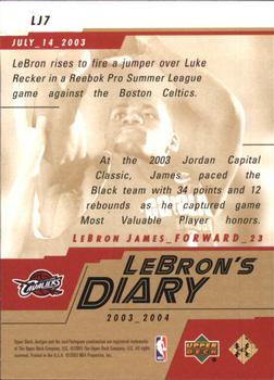 2003-04 Upper Deck - LeBron's Diary #LJ7 LeBron James Back